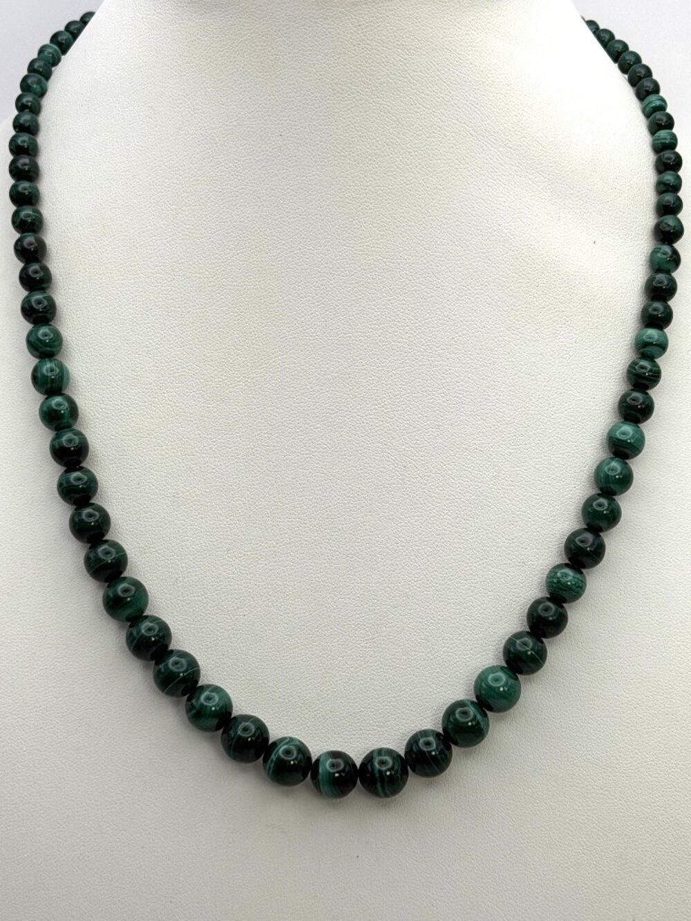 Jay King DTR 925 Sterling Silver Graduated Malachite Bead Necklace 50g 20”